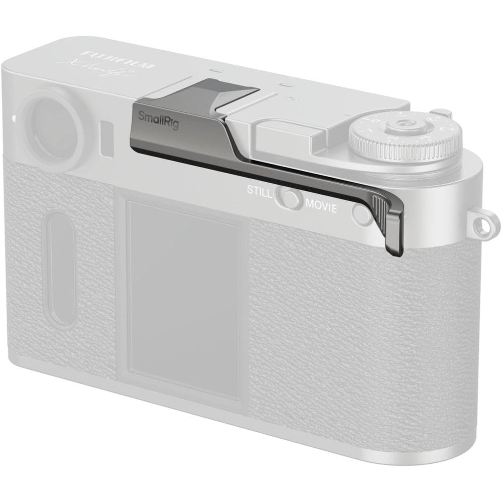 SmallRig Fujifilm X Half thumb grip charcoal silver front view showing textured handle profile