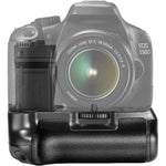 Neewer replacement battery grip front view showing the textured rubber surface and camera attachment screw for Canon DSLR.