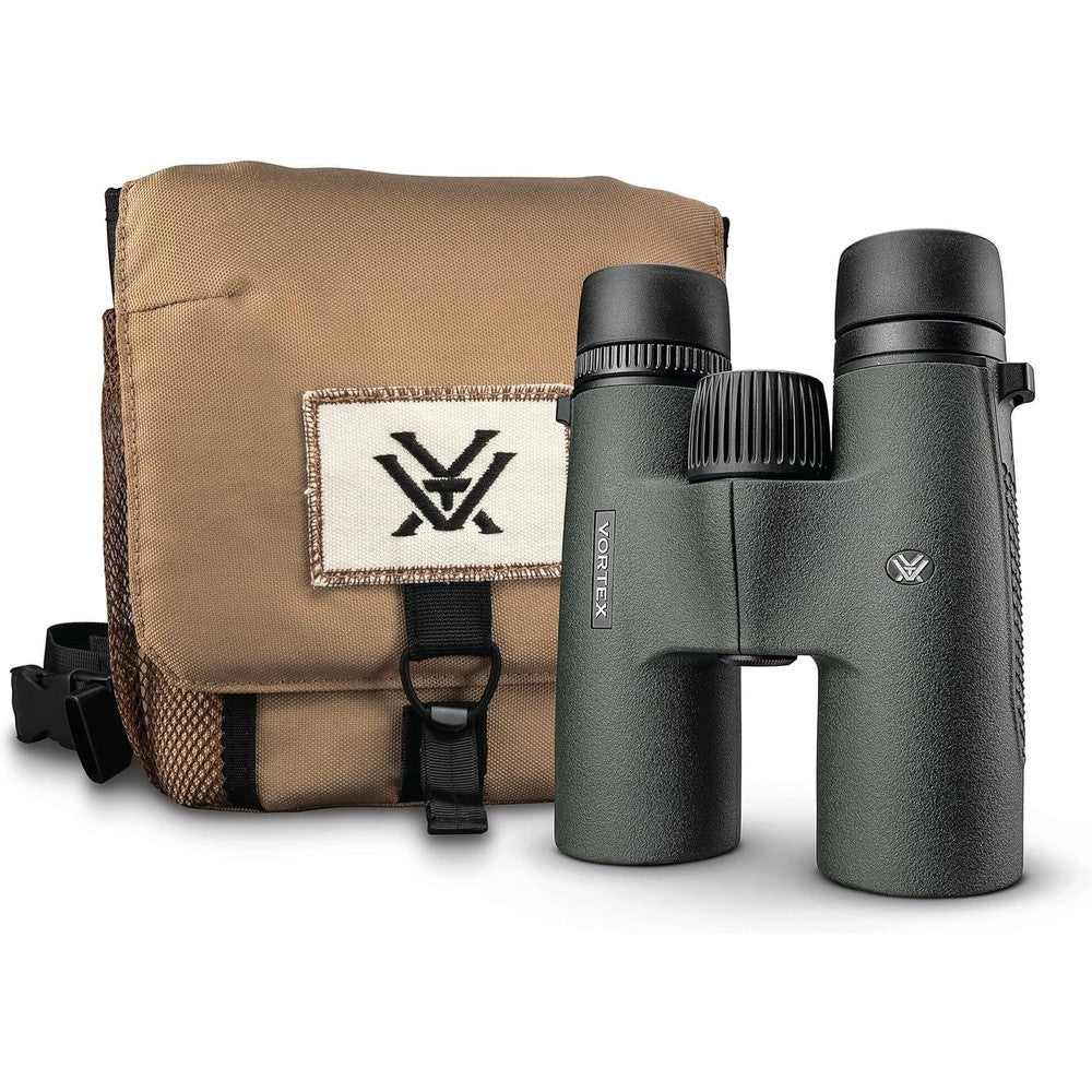 Vortex Optics Triumph HD 10x42 Binoculars front view showcasing rugged green rubber armor