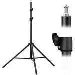 K&F Concept photography light stand front view showing extended metal tripod structure.