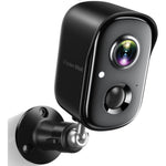 Vision Well wireless outdoor security camera front view showcasing the black rounded rectangular housing and camera lens setup