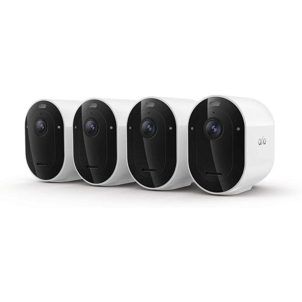 Arlo Pro Security Camera 2K HDR 6th Gen front view showcasing the modern white wireless outdoor design and integrated spotlight.