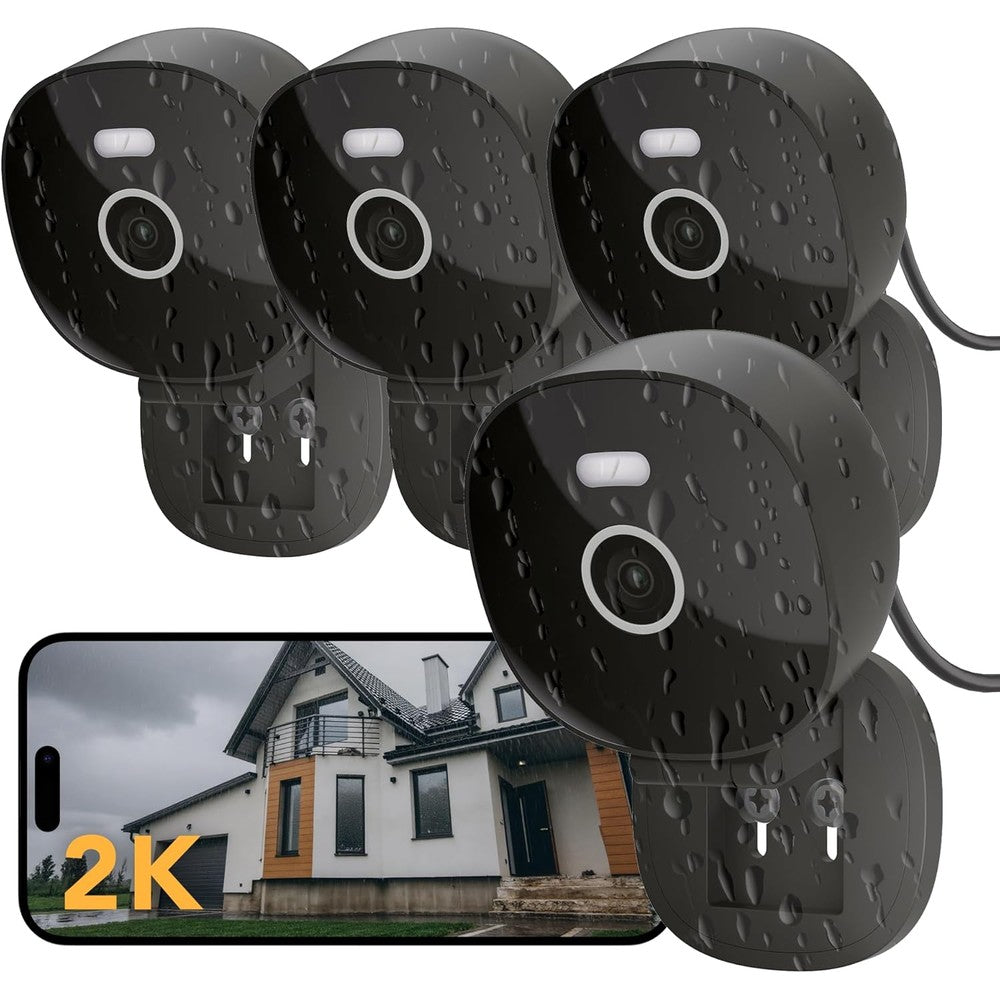 Famviva 2K security camera front view showcasing lens and spotlight features