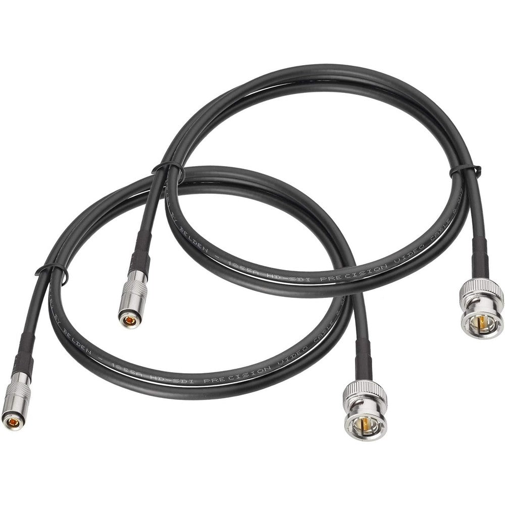 Superbat DIN 1.0/2.3 to BNC SDI cable front view showing dual pack broadcast video lines