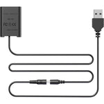 F1TP NP-BX1 dummy battery kit showing the DK-X1 DC coupler and attached USB power cable for Sony cameras.