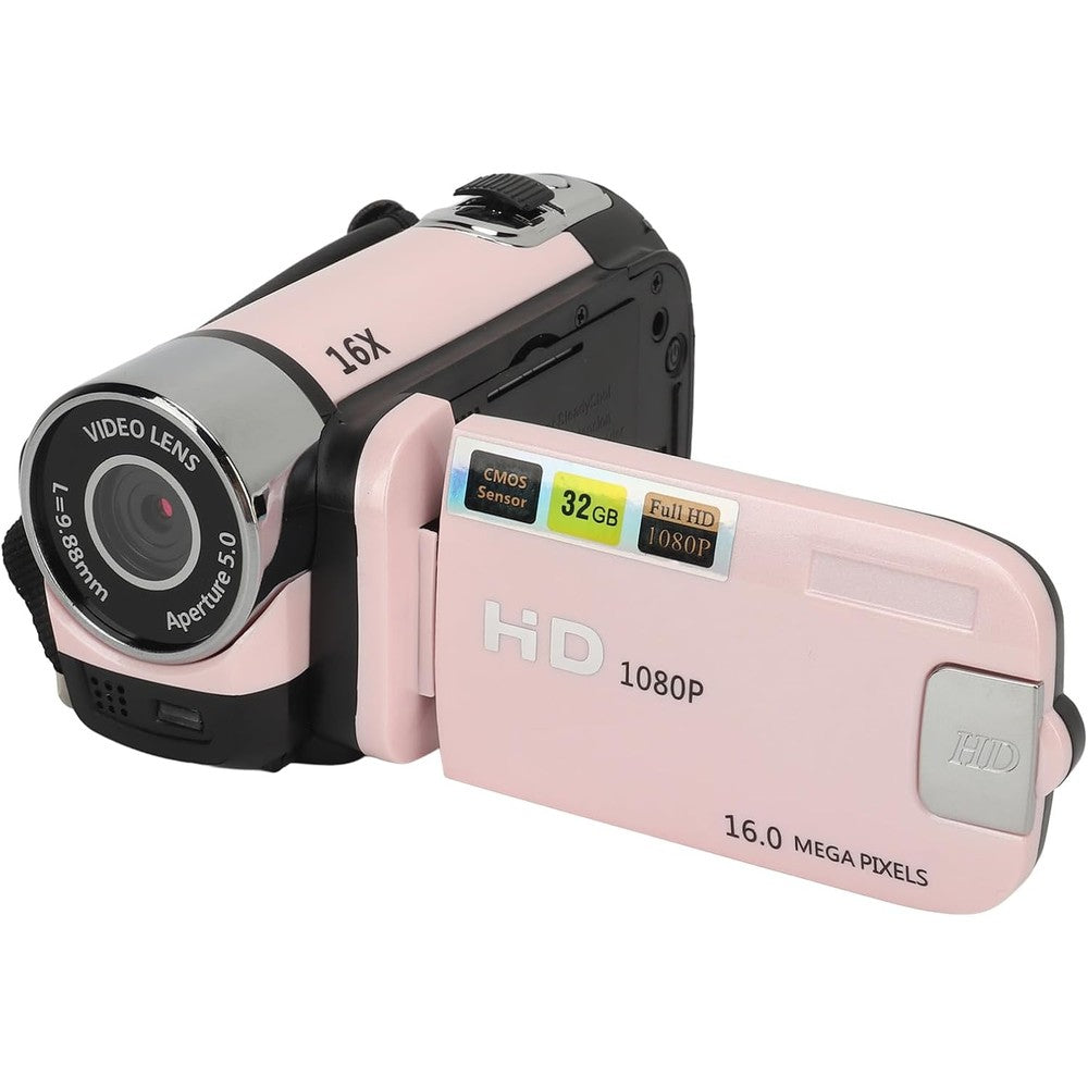 Sanpyl 1080P digital camcorder front view with lens and fill light