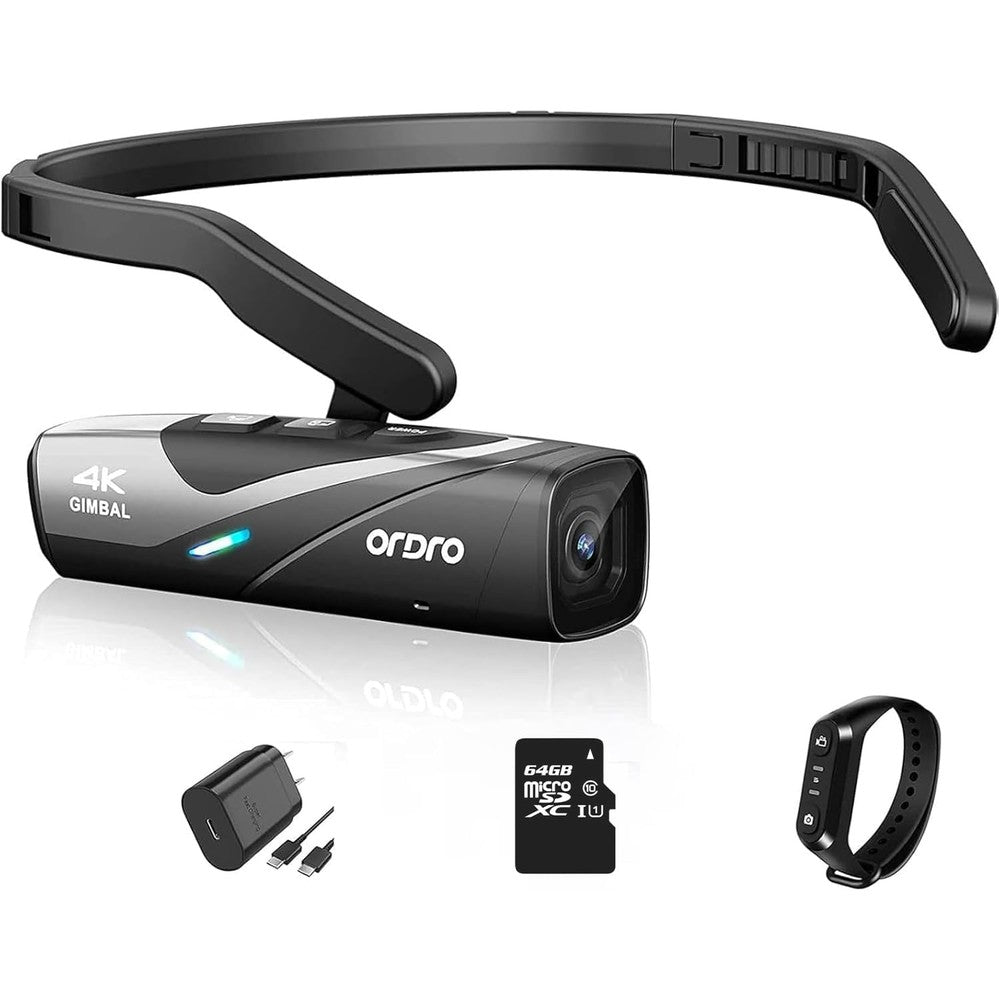 Ordro Ep8 4k 60fps Head-Mounted Video Camera With 2-Axis Gimbal Stabilizer For Hands-Free Vlogging And First Person View Recording Including 64gb Card - Image 1