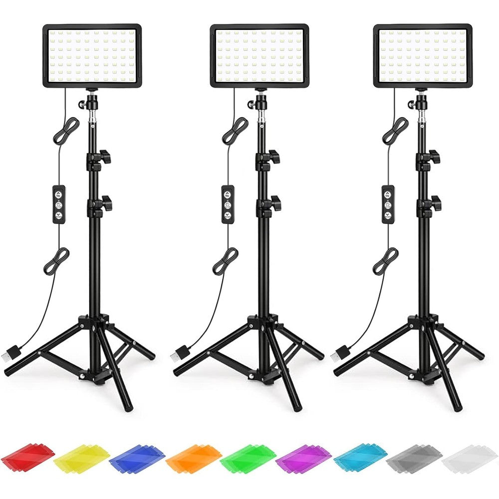 Altson photography lighting kit front view showing three LED panels on tripods