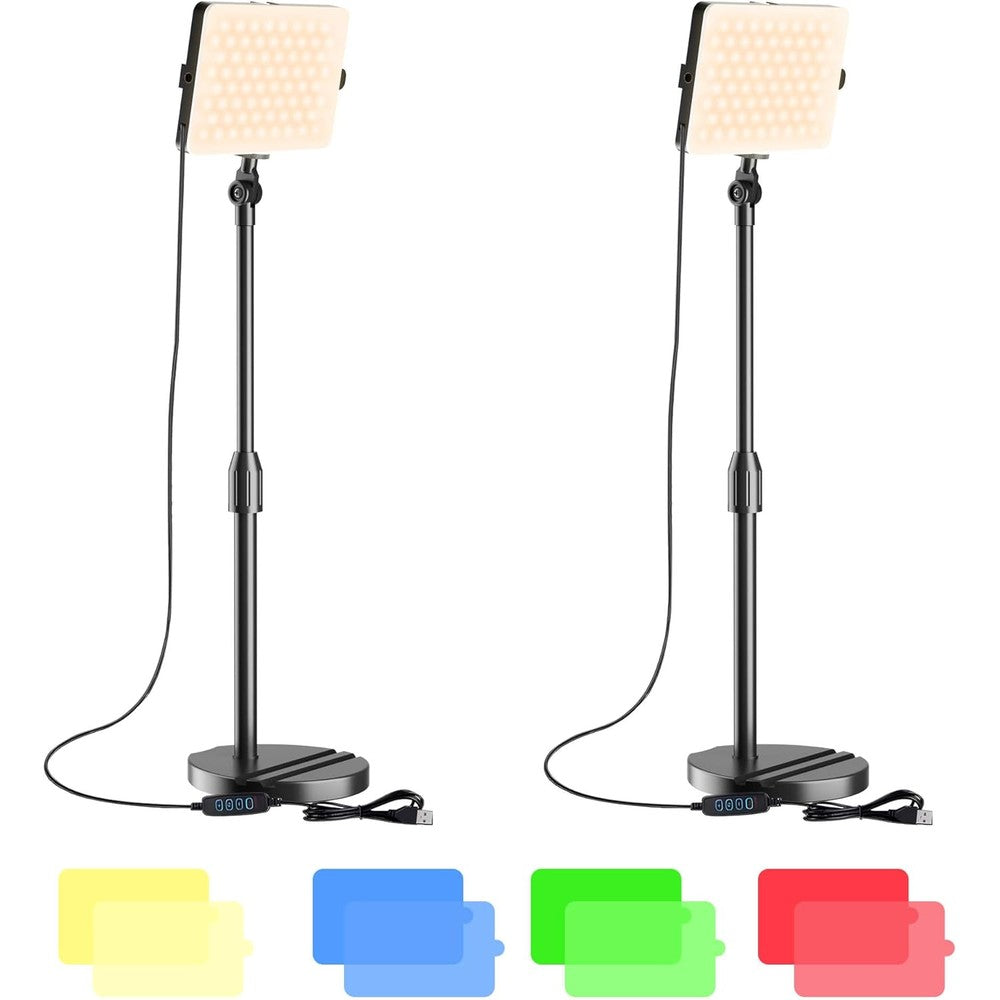 Mionondi 2-Pack LED Video Light with Stand front view setup for home studio illumination