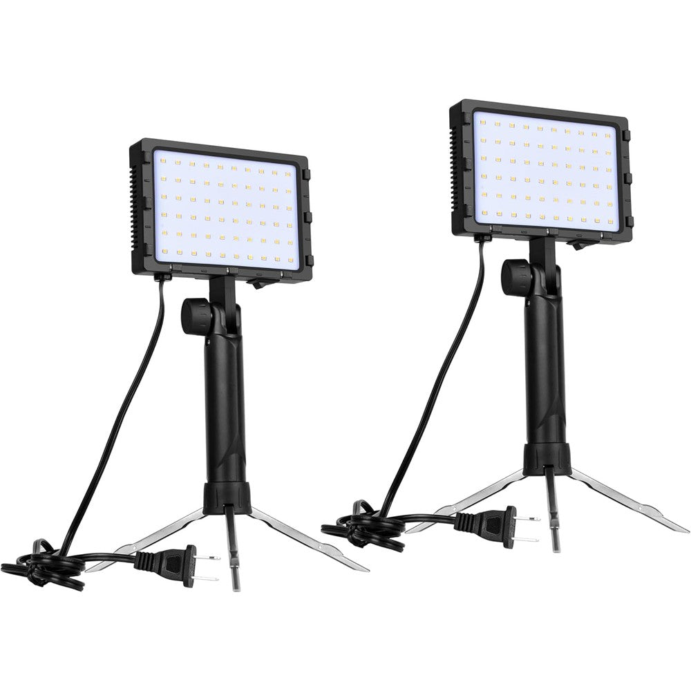 Emart 60 LED continuous portable photography lighting kit front view with mini tripod stand extended