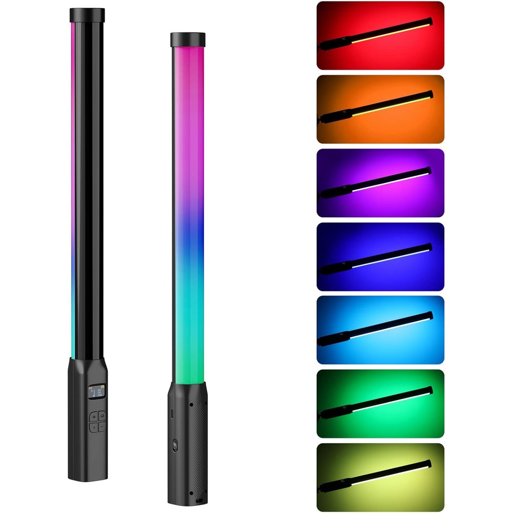 Ulanzi VL119 handheld light wand front view showing the long illuminated LED tube light panel for photography.