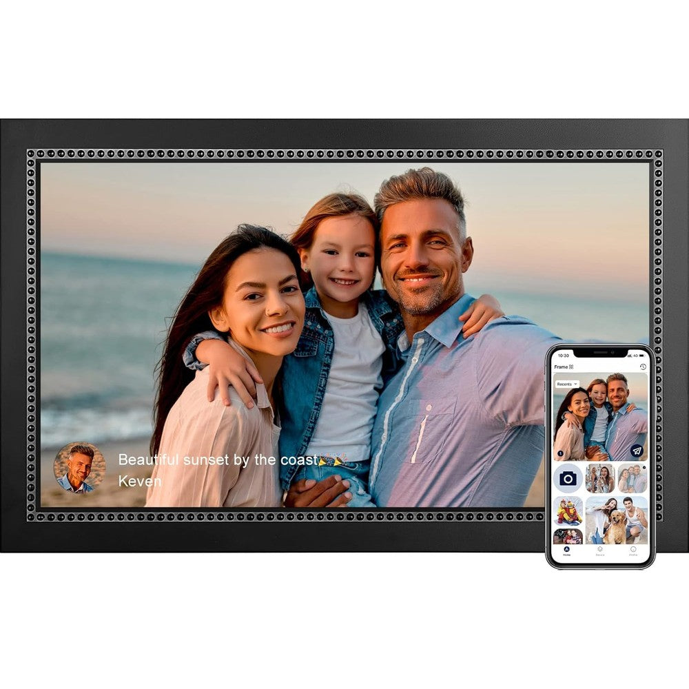 Humblestead 15.6 inch digital picture frame front view showing crisp Full HD display