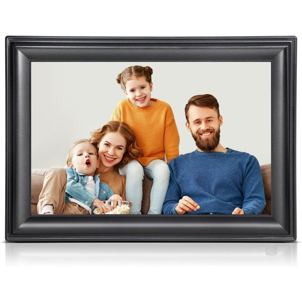 Canupdog 10.1 inch WiFi digital picture frame front view showing crisp HD touchscreen display.