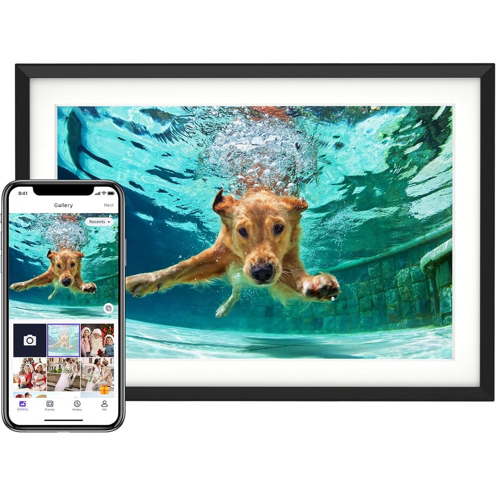 Euphro digital photo frame 10 inch touchscreen front view showing crisp display