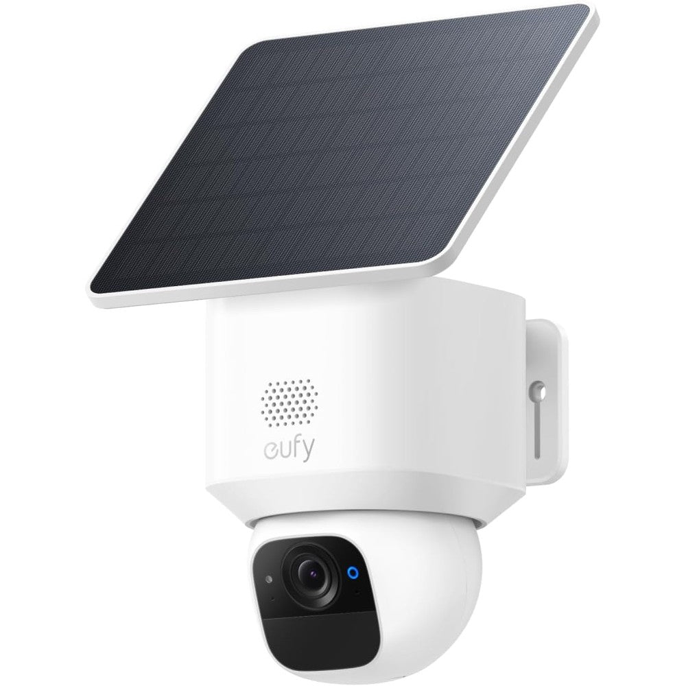 Eufy Security SoloCam E30 wireless outdoor solar camera front view showing lens and sensor.