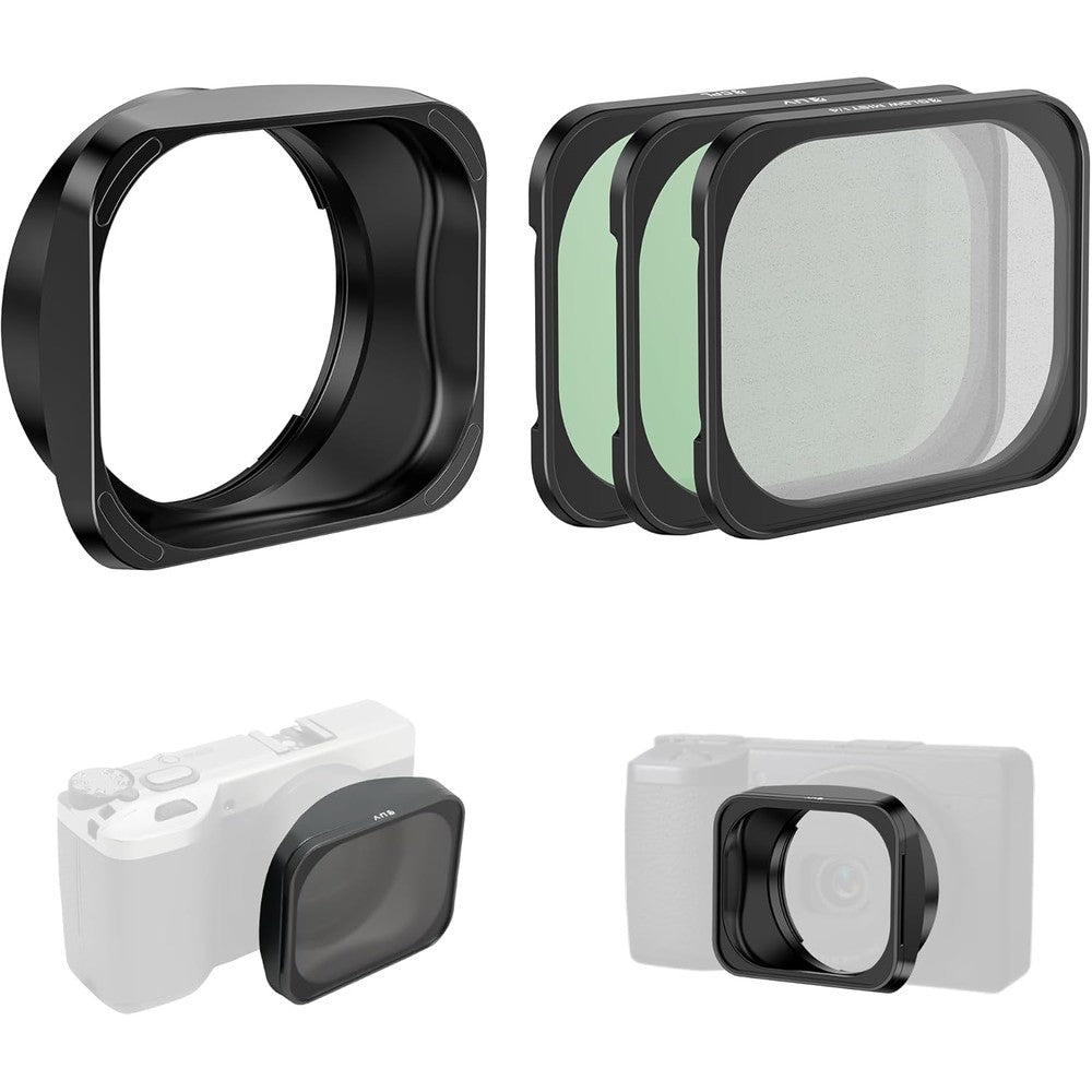 Freewell lens hood for Ricoh GR IV front view with magnetic filter