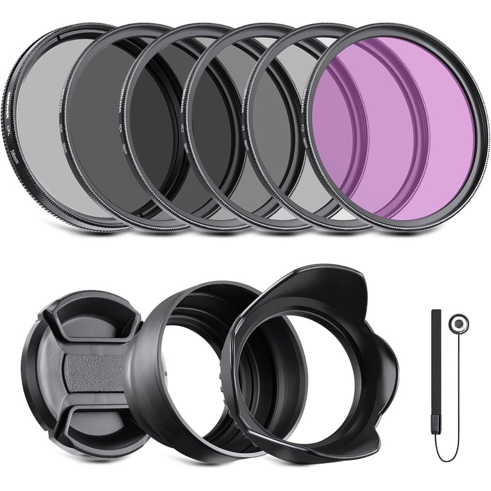Neewer 58mm lens filter kit front view
