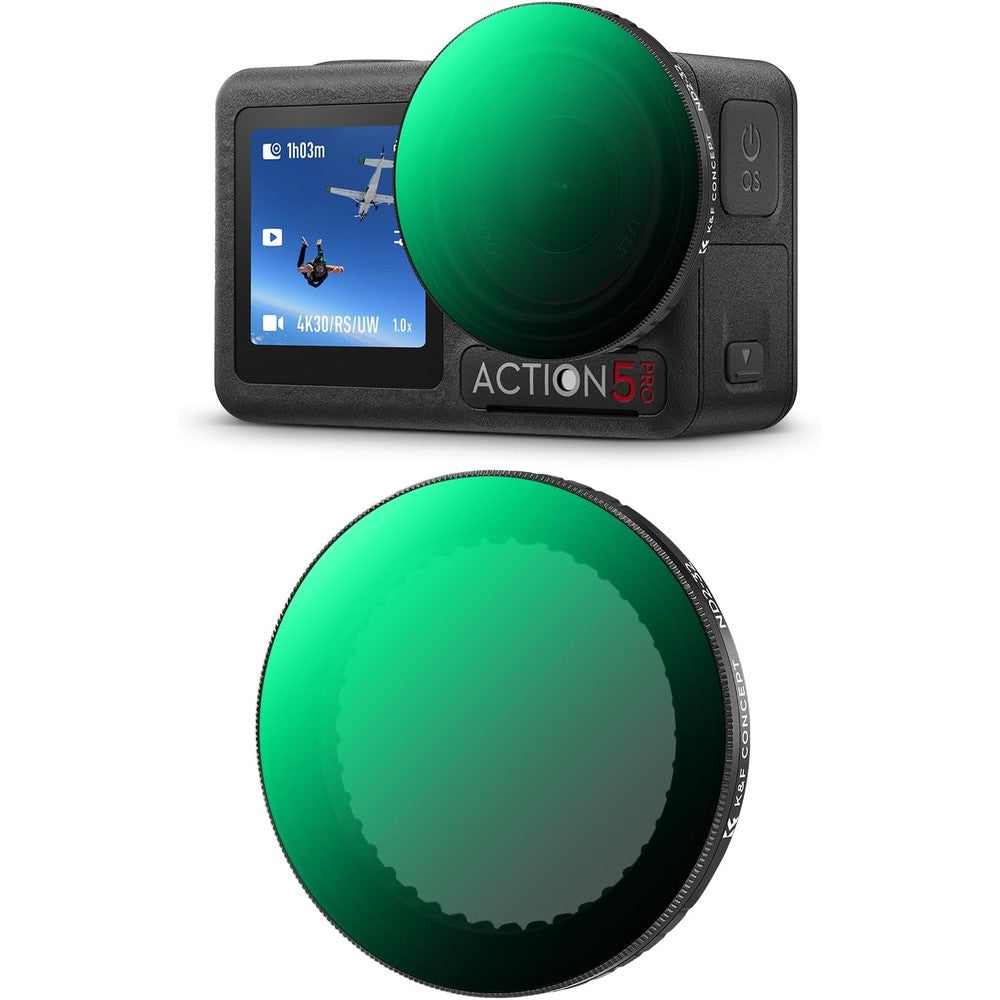 K&F Concept Variable ND2-32 Filter front view for DJI Osmo Action camera