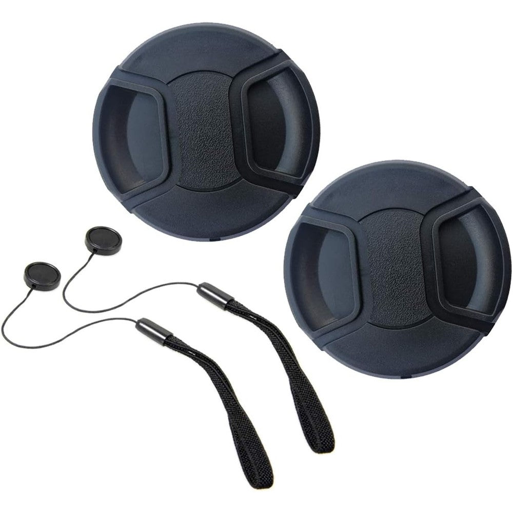 HUIPUXIANG 58mm lens cap front view showing center pinch snap design for camera protection
