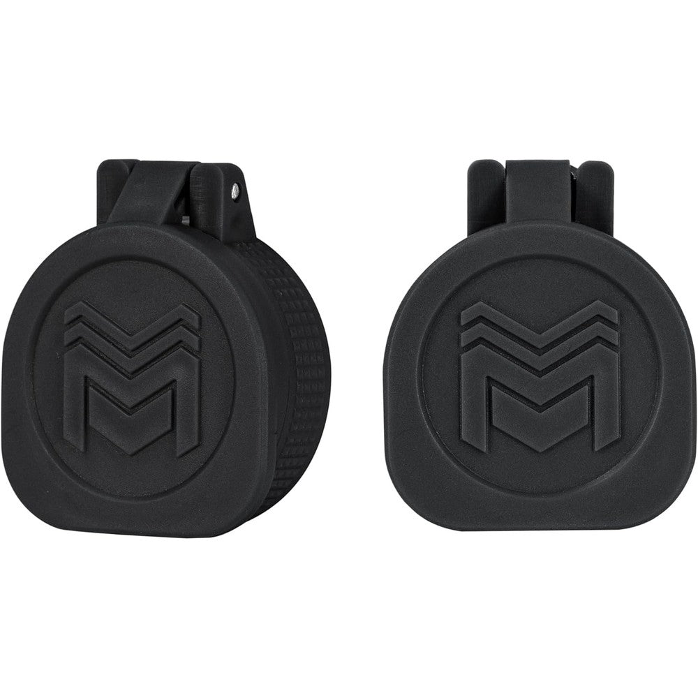 Monstrum flip up lens cap set front view on a compact sight