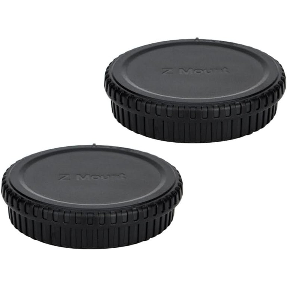 JJC Z mount body cap and rear lens cover set front view showing precise plastic construction