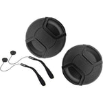HUIPUXIANG 49mm lens cap front view showing center pinch snap mechanism.