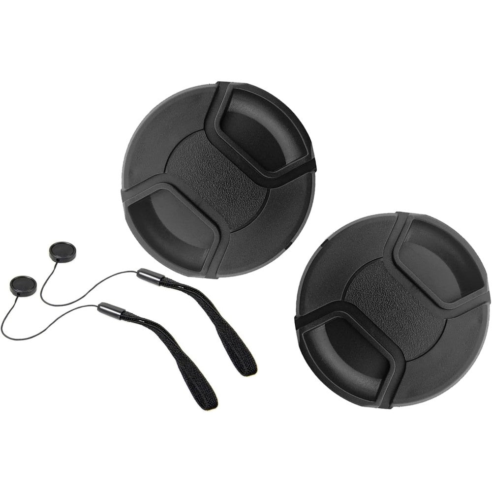 HUIPUXIANG 49mm lens cap front view showing center pinch snap mechanism.