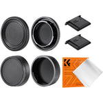 K&F Concept Nikon F Mount camera body cap and rear lens cover kit front view showcasing premium protective accessories.