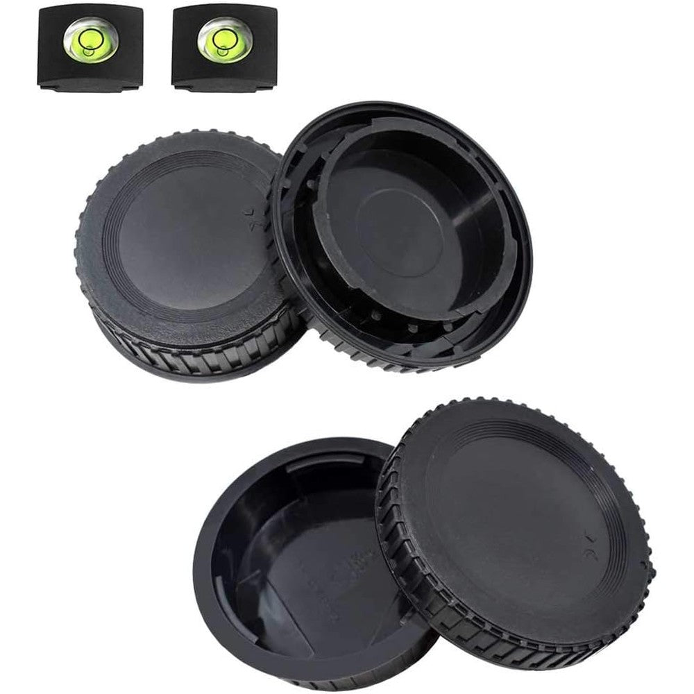ULBTER front body cap and rear lens cap kit for Nikon DSLR cameras showing front views of both protective covers
