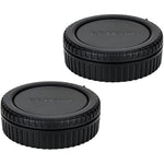 JJC RF Mount Body Cap and Rear Lens Cover 2-pack front view showing embossed logo.