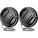 Altura Photo 58mm lens cap front view showing the center-pinch design mechanism