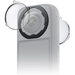 Insta360 X3 standard removable lens guards front view showing transparent dual protectors.