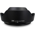 JJC HB-53 lens hood mounted on Nikon camera lens front view