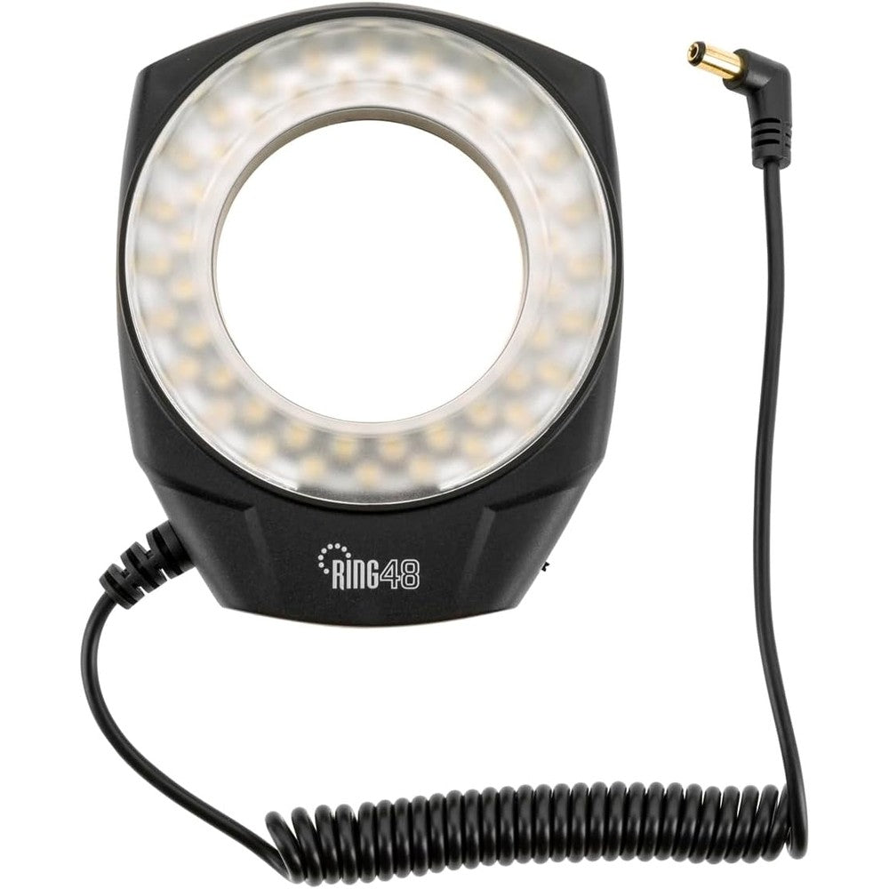 Godox RING48 macro ring LED light front view showcasing forty eight individual LEDs for shadow-free close-up photography.