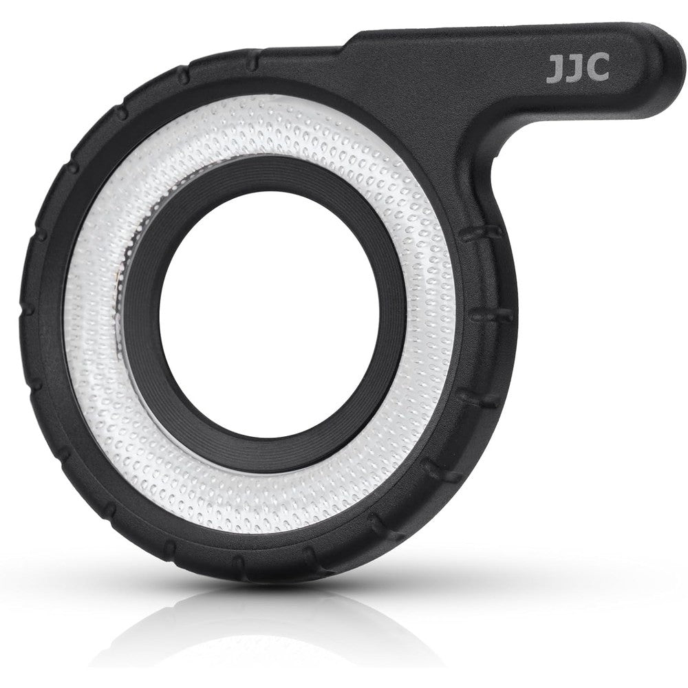 JJC LED Light Guide Ring front view mounted on digital camera