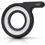 JJC LED Light Guide Ring front view mounted on digital camera
