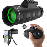 JiaSifu high definition monocular telescope front view highlighting the green-coated sixty millimeter objective lens