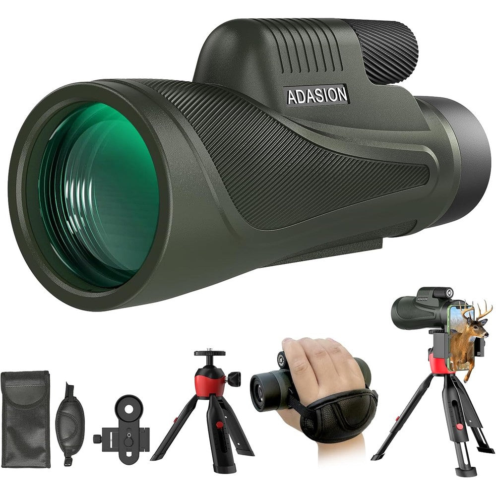 Adasion 12x56 HD monocular telescope front view with lens
