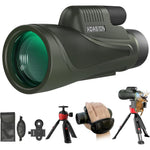 Adasion 12x56 HD monocular telescope front view with lens