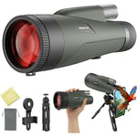 URBANCOAST 15x65 high powered monocular telescope front view highlighting the large objective lens