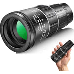 Sihea mini monocular telescope front view highlighting the fifty two millimeter green coated objective lens