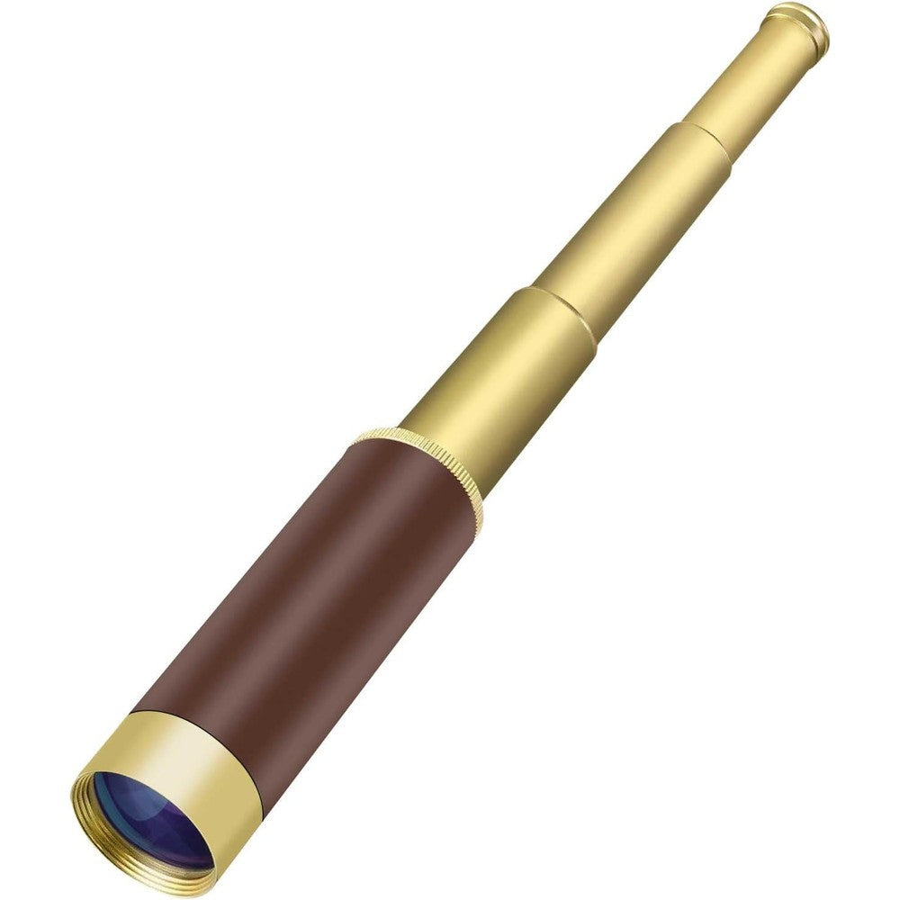 Aubric Pirate Monocular Telescope front view showing brass finish