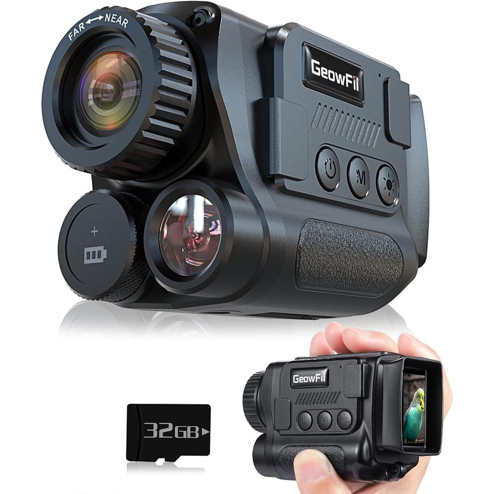 GeowFiiTech Night Vision Monocular front view showing 25mm multi-coated lens