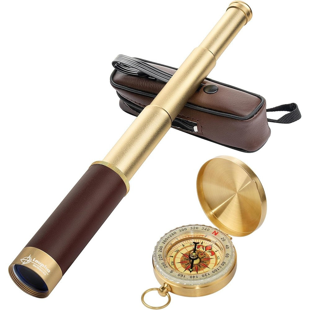Laupha retro pirate telescope 25x30 monocular front view