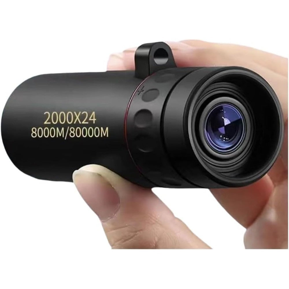 CFDGEVX compact high power monocular telescope front view highlighting the multi-coated objective lens on a clean background.