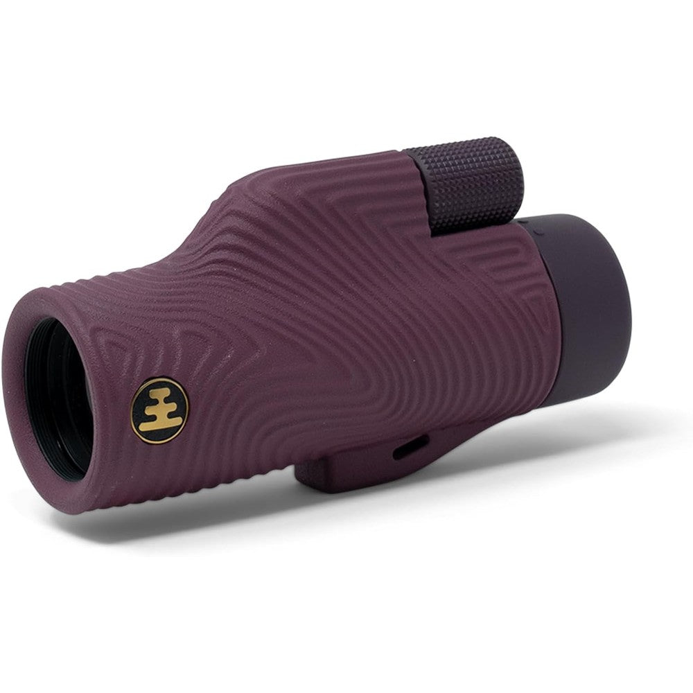 Nocs Provisions Field Tube 10x32 monocular telescope in oxblood maroon front view