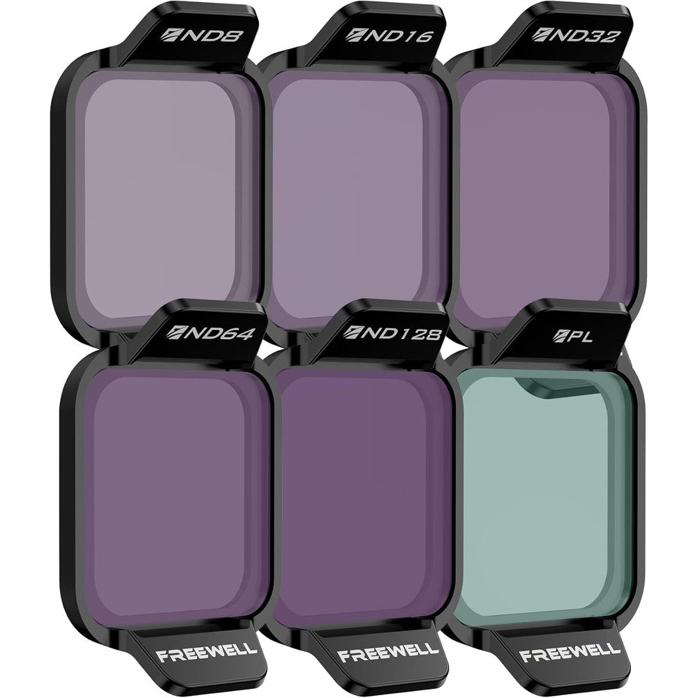 Freewell Standard Day ND Filter Kit front view showing six professional drone lenses arranged inside a protective case