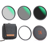 K&F Concept 77mm magnetic lens filter kit front view showing the optical glass filters and adapter ring.