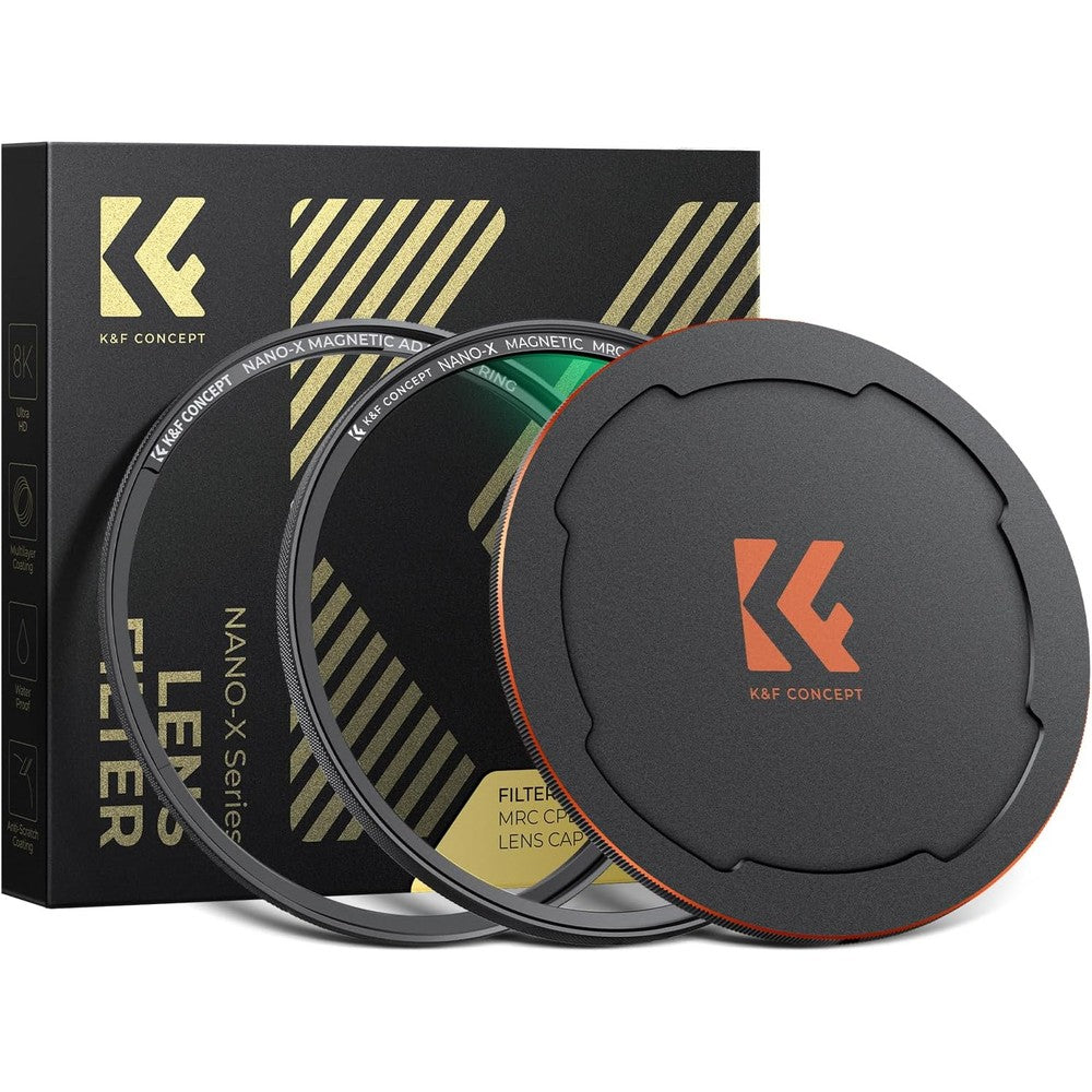 K&F CONCEPT Magnetic 82mm Circular Polarizer Filter front view showcasing anti-reflective glass.