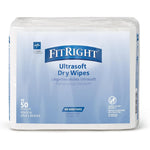 Medline Ultrasoft Absorbent Dry Cleansing Wipes 50 count pack front view